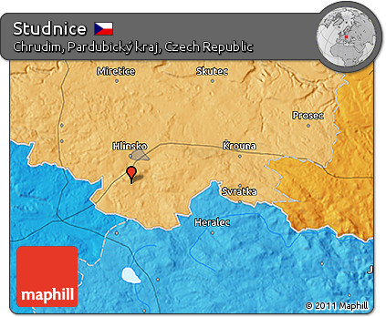 Political 3D Map of Studnice