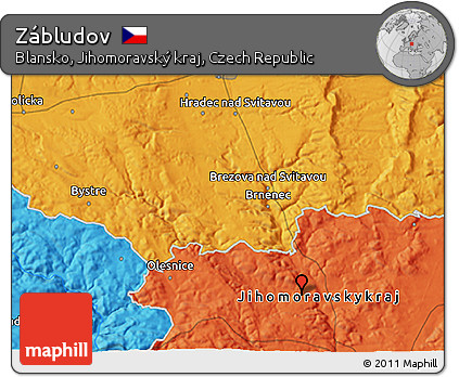 Political 3D Map of Zábludov