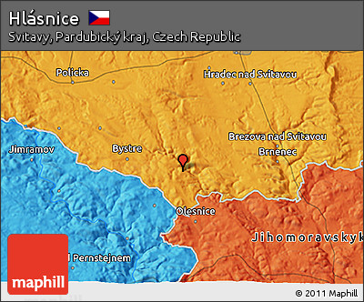 Political 3D Map of Hlásnice
