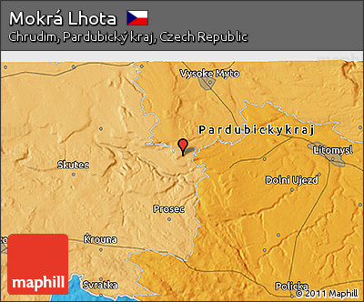 Political 3D Map of Mokrá Lhota