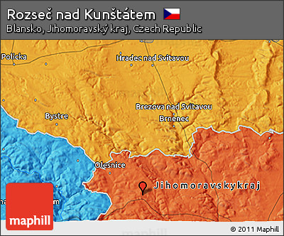 Political 3D Map of Rozseč Nad Kunštátem