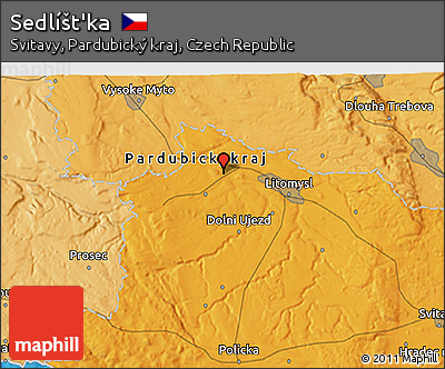 Political 3D Map of Sedlíšt'ka