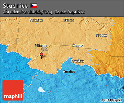 Political 3D Map of Studnice