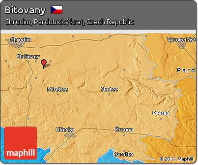 Political 3D Map of Bítovany