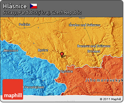 Political 3D Map of Hlásnice