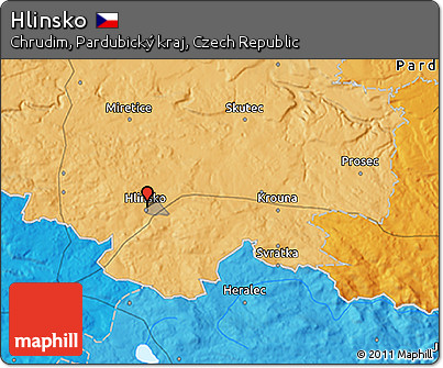 Political 3D Map of Hlinsko