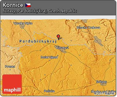 Political 3D Map of Kornice