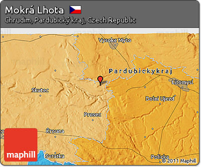 Political 3D Map of Mokrá Lhota