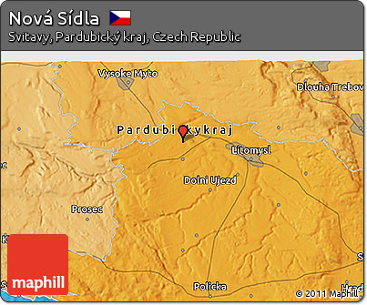 Political 3D Map of Nová Sídla