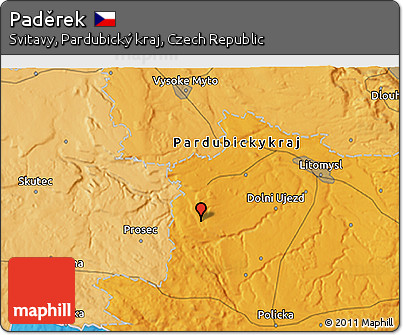 Political 3D Map of Paděrek