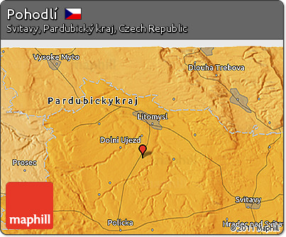 Political 3D Map of Pohodlí