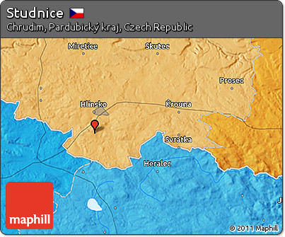 Political 3D Map of Studnice