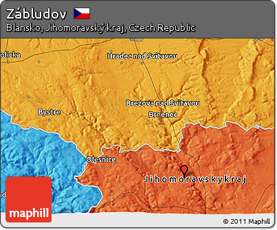 Political 3D Map of Zábludov