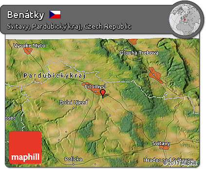 Satellite 3D Map of Benátky