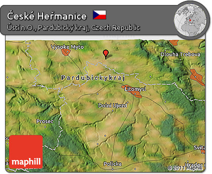 Satellite 3D Map of České Heřmanice