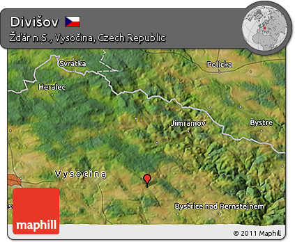 Satellite 3D Map of Divišov