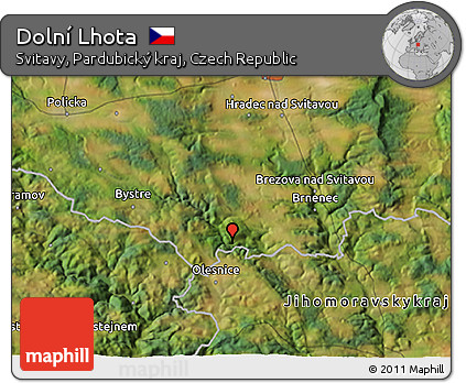 Satellite 3D Map of Dolní Lhota