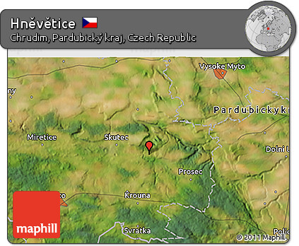 Satellite 3D Map of Hněvětice