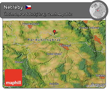 Satellite 3D Map of Netřeby
