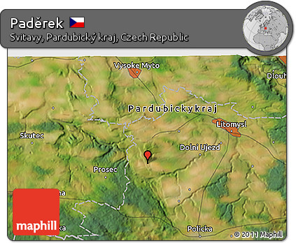 Satellite 3D Map of Paděrek