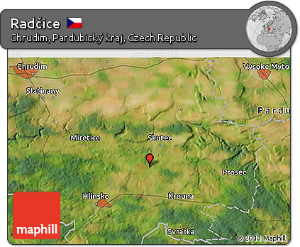 Satellite 3D Map of Radčice