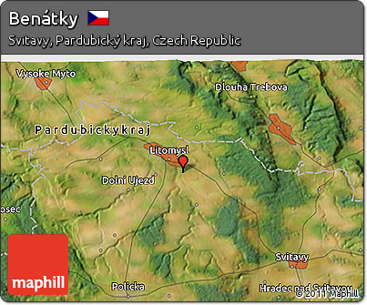 Satellite 3D Map of Benátky