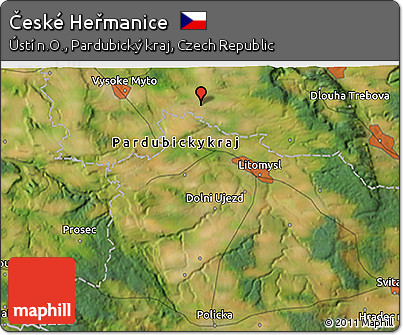 Satellite 3D Map of České Heřmanice