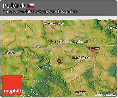 Satellite 3D Map of Paděrek