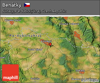 Satellite 3D Map of Benátky
