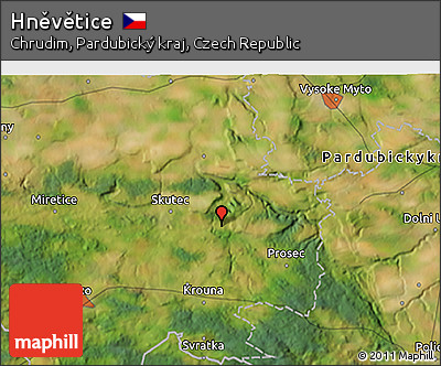 Satellite 3D Map of Hněvětice