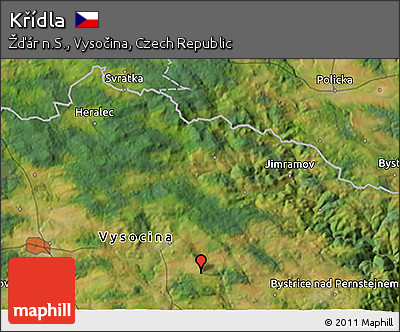 Satellite 3D Map of Křídla