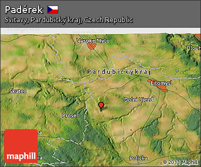 Satellite 3D Map of Paděrek