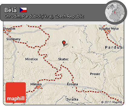 Shaded Relief 3D Map of Bělá