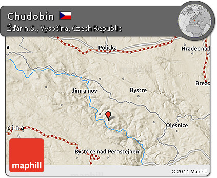 Shaded Relief 3D Map of Chudobín