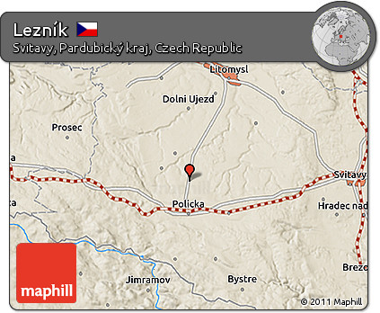 Shaded Relief 3D Map of Lezník