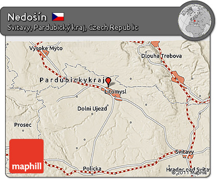 Shaded Relief 3D Map of Nedošín