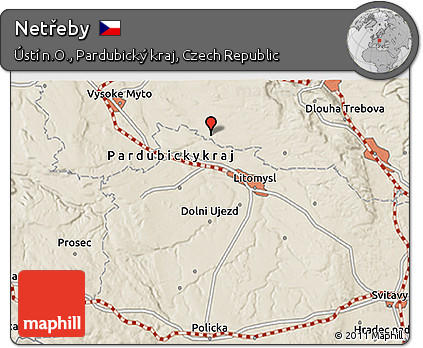 Shaded Relief 3D Map of Netřeby
