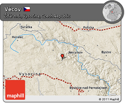 Shaded Relief 3D Map of Věcov