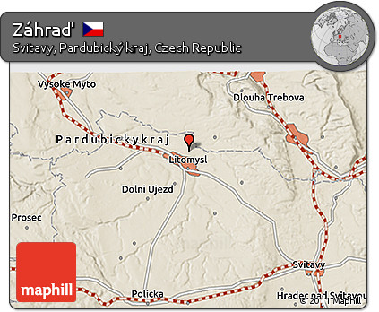 Shaded Relief 3D Map of Záhraď