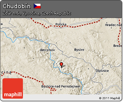Shaded Relief 3D Map of Chudobín