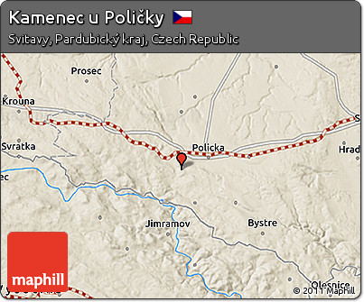 Shaded Relief 3D Map of Kamenec U Poličky
