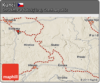 Shaded Relief 3D Map of Kunčí