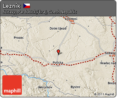Shaded Relief 3D Map of Lezník