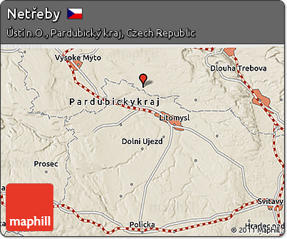 Shaded Relief 3D Map of Netřeby