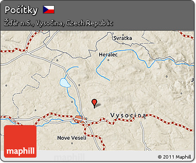 Shaded Relief 3D Map of Počítky
