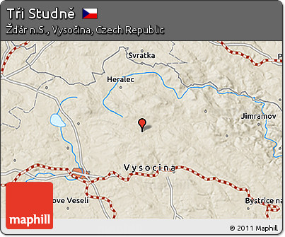Shaded Relief 3D Map of Tři Studně