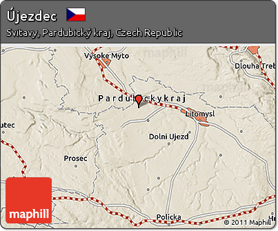 Shaded Relief 3D Map of Újezdec
