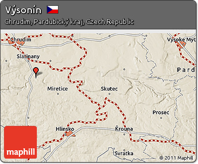 Shaded Relief 3D Map of Výsonín