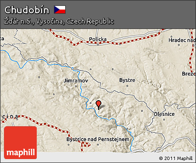 Shaded Relief 3D Map of Chudobín