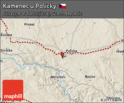 Shaded Relief 3D Map of Kamenec U Poličky